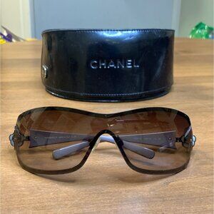 Chanel Bronze Tone/Brown Gradient 4164-B Camelia Shield Sunglasses w/ Case